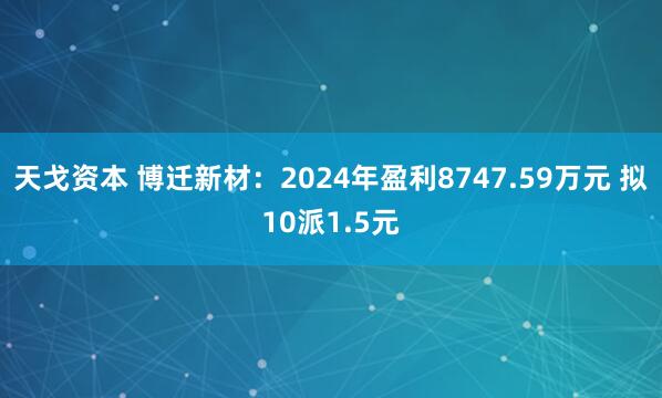 天戈资本 博迁新材：2024年盈利8747.59万元 拟10派1.5元